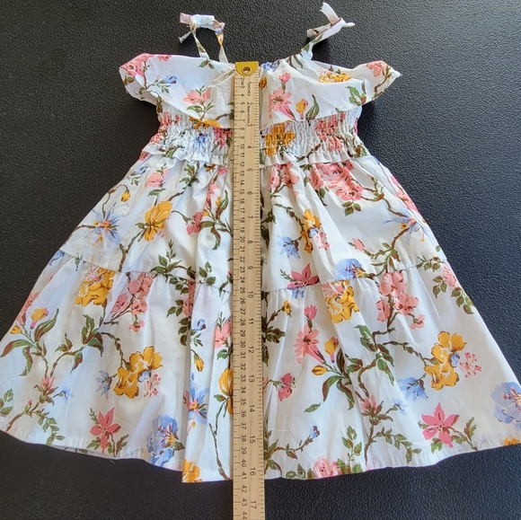 Janie and Jack Flower Dress Cotton Pink Floral Rose Flared Dress Girls 12/18 M - Picture 7 of 10